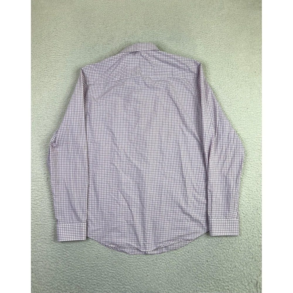 Calvin Klein Shirt Mens Large Purple Check Slim Fit Non-Iron Dress Button Up - Picture 2 of 6